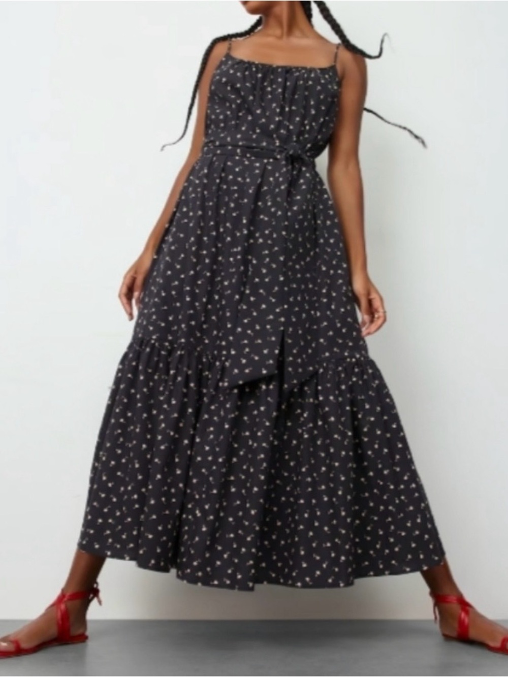 G. LABEL Goop Navy Floral Ralphie Tiered Dress sz 2